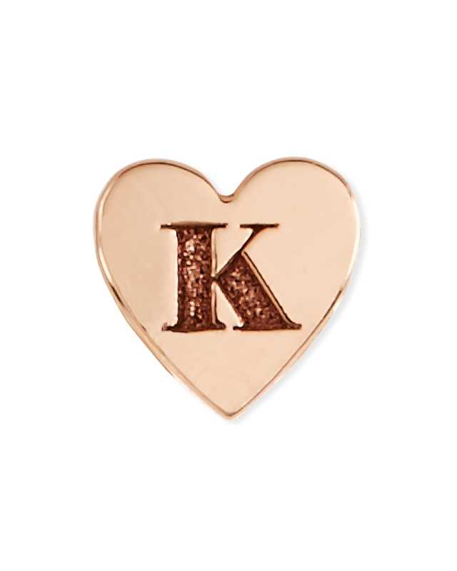 14K Initial Tiny Heart Stud Earring
